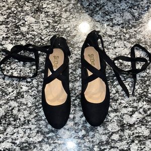 Black Lace Up Flats